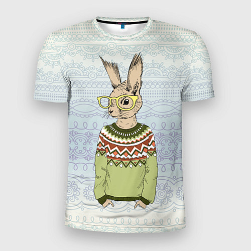 Мужская спорт-футболка Кролик хипстер / 3D-принт – фото 1