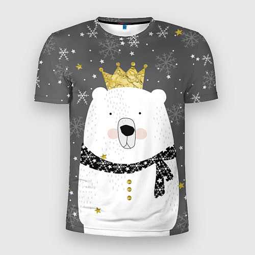 Мужская спорт-футболка Белый медведь с короной / 3D-принт – фото 1