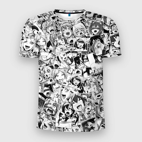 Мужская спорт-футболка Ahegao: Black & White / 3D-принт – фото 1
