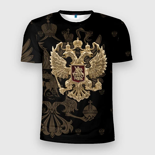 Мужская спорт-футболка Золотой Герб России / 3D-принт – фото 1
