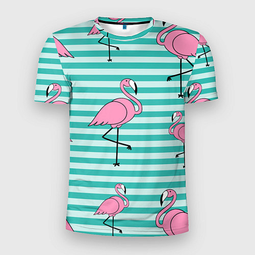 Мужская спорт-футболка Полосатые фламинго / 3D-принт – фото 1