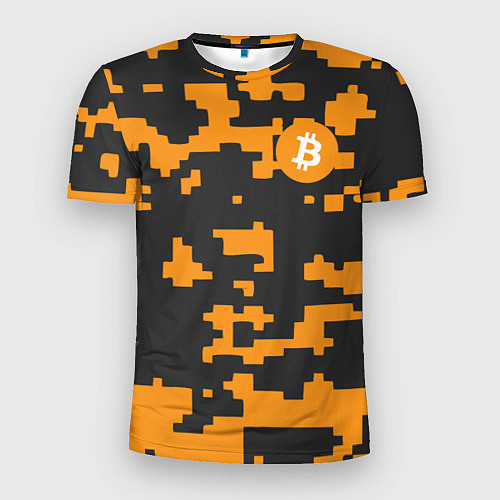 Мужская спорт-футболка Bitcoin: Orange Camo / 3D-принт – фото 1