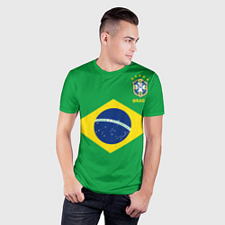 Футболка спортивная мужская Сборная Бразилии: зеленая, цвет: 3D-принт — фото 2