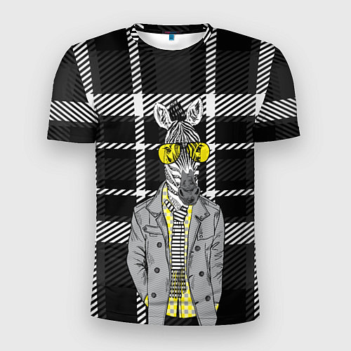 Мужская спорт-футболка Зебра-хипстер / 3D-принт – фото 1