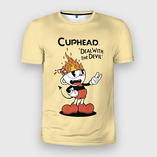 Мужская спорт-футболка Cuphead: Flame Mugman / 3D-принт – фото 1