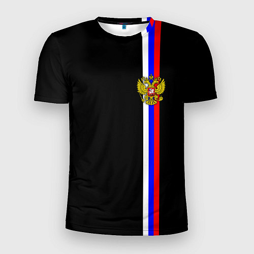 Мужская спорт-футболка Лента с гербом России / 3D-принт – фото 1
