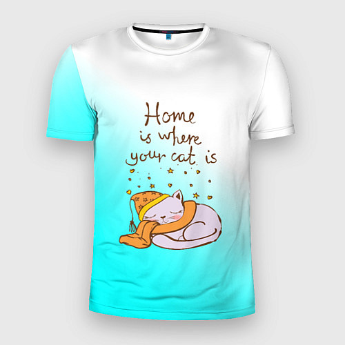 Мужская спорт-футболка Home is where your cat is / 3D-принт – фото 1