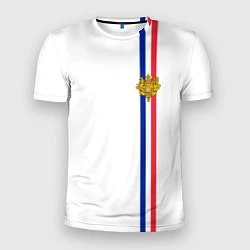 Футболка спортивная мужская Франция: лента с гербом, цвет: 3D-принт