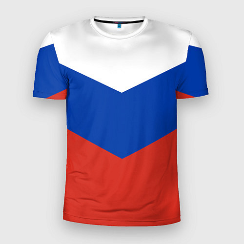 Мужская спорт-футболка Российский триколор / 3D-принт – фото 1