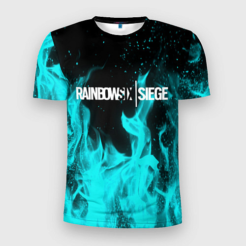 Мужская спорт-футболка R6S: Turquoise Flame / 3D-принт – фото 1