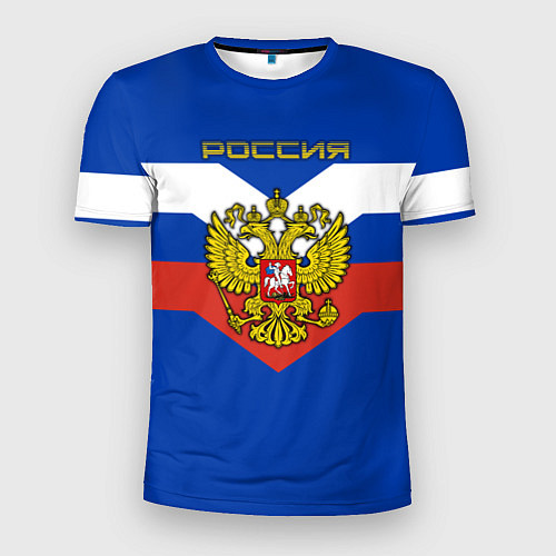 Мужская спорт-футболка Россия: Триколор / 3D-принт – фото 1