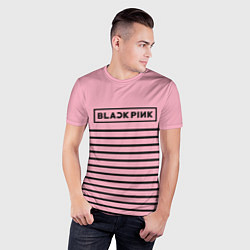 Футболка спортивная мужская Black Pink: Black Stripes, цвет: 3D-принт — фото 2
