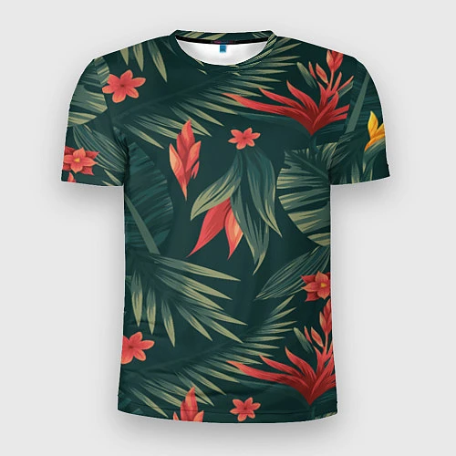 Мужская спорт-футболка Зеленые тропики / 3D-принт – фото 1