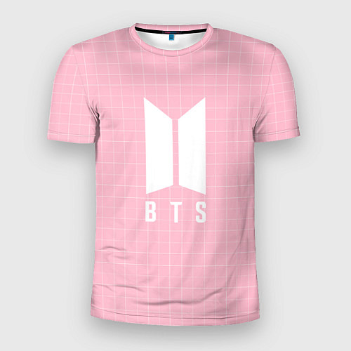 Мужская спорт-футболка BTS: Pink Grid / 3D-принт – фото 1