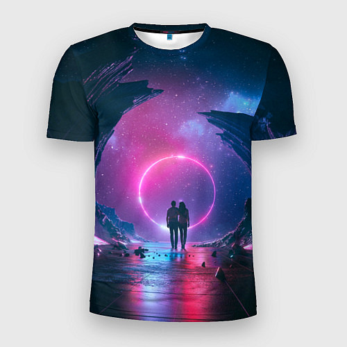 Мужская спорт-футболка Любовь в космосе / 3D-принт – фото 1