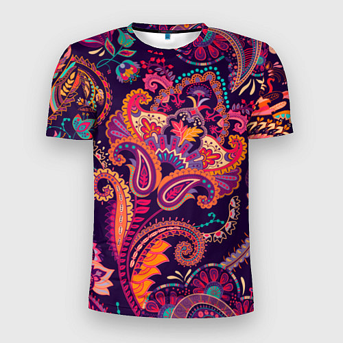 Мужская спорт-футболка Орнамент пейсли - розовый / 3D-принт – фото 1