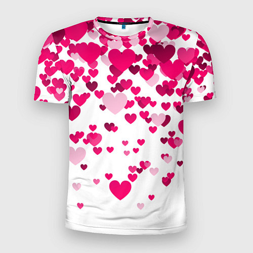 Мужская спорт-футболка Сердца розовые падают / 3D-принт – фото 1