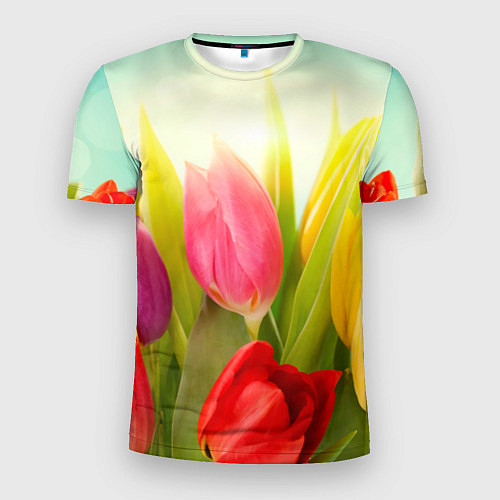 Мужская спорт-футболка Цветущие тюльпаны / 3D-принт – фото 1