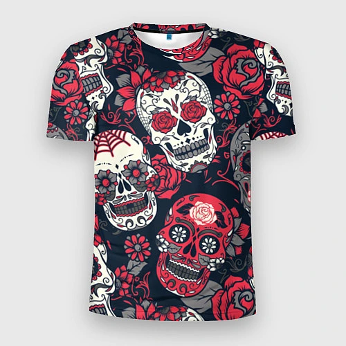 Мужская спорт-футболка Мексиканские черепа / 3D-принт – фото 1