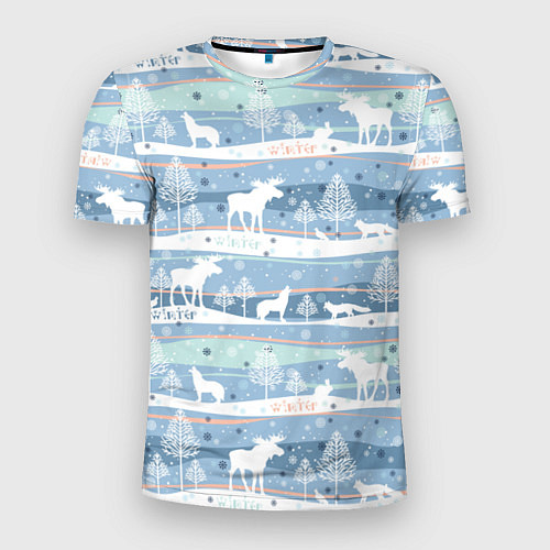 Мужская спорт-футболка Зимний мотив / 3D-принт – фото 1