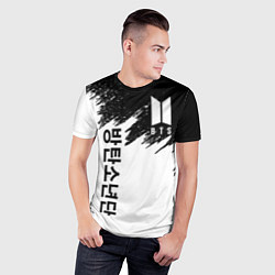 Футболка спортивная мужская BTS: White & Black, цвет: 3D-принт — фото 2