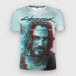 Мужская спорт-футболка Cyberpunk 2077: Keanu Glitch
