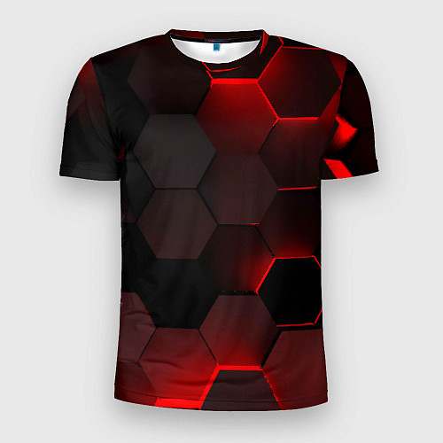 Мужская спорт-футболка Красные абстрактные плиты / 3D-принт – фото 1