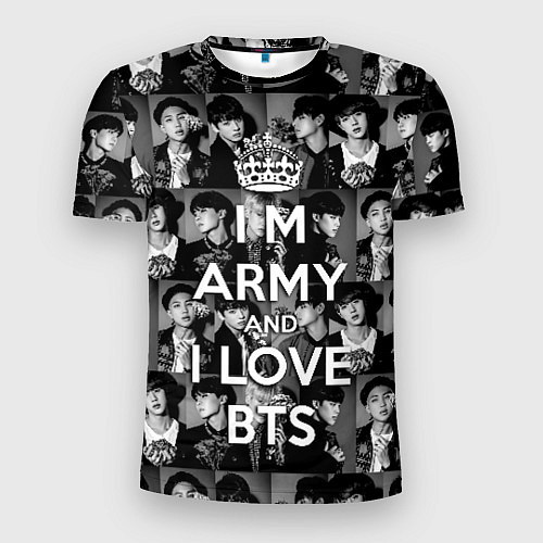 Мужская спорт-футболка I am army and I lover BTS / 3D-принт – фото 1