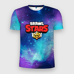 Футболка спортивная мужская BRAWL STARS лого в космосе, цвет: 3D-принт