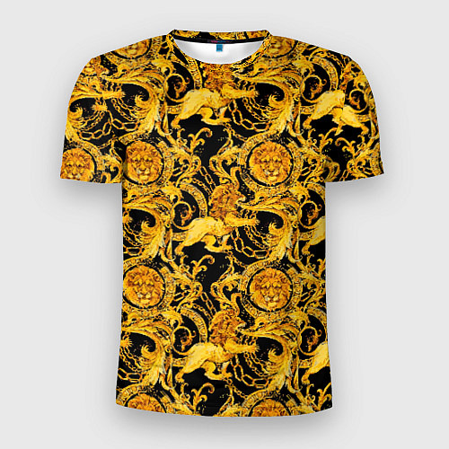 Мужская спорт-футболка Львы золотые узоры / 3D-принт – фото 1