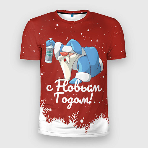 Мужская спорт-футболка Пьяный Дед Мороз / 3D-принт – фото 1