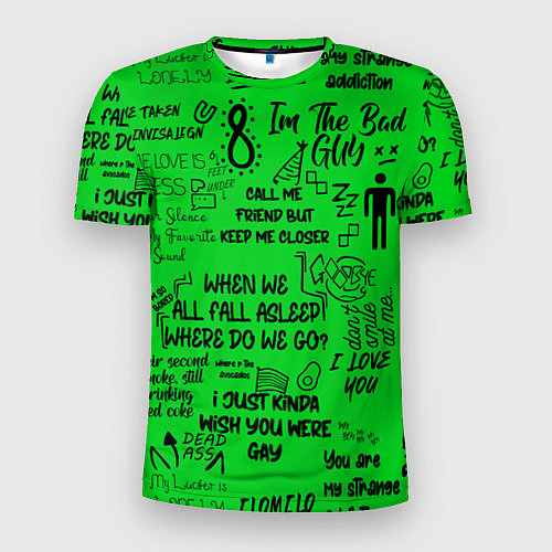 Мужская спорт-футболка GREEN BILLIE EILISH / 3D-принт – фото 1