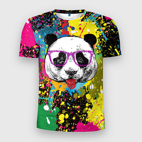 Мужская спорт-футболка Панда хипстер в брызгах краски / 3D-принт – фото 1