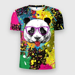 Мужская спорт-футболка Панда хипстер в брызгах краски