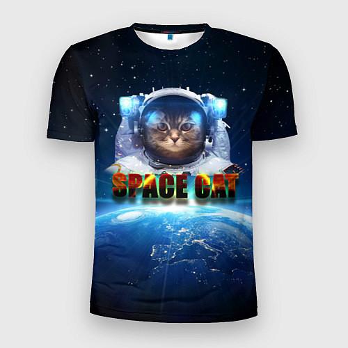 Мужская спорт-футболка Космический кот / 3D-принт – фото 1