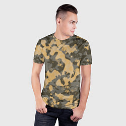 Футболка спортивная мужская Бежево-зеленая, цвет: 3D-принт — фото 2