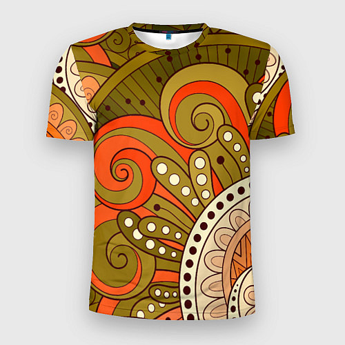 Мужская спорт-футболка Детский оранжево-болотный / 3D-принт – фото 1