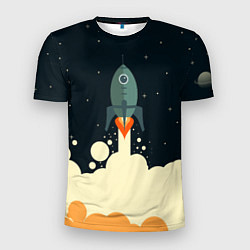 Мужская спорт-футболка Ракета дым космос