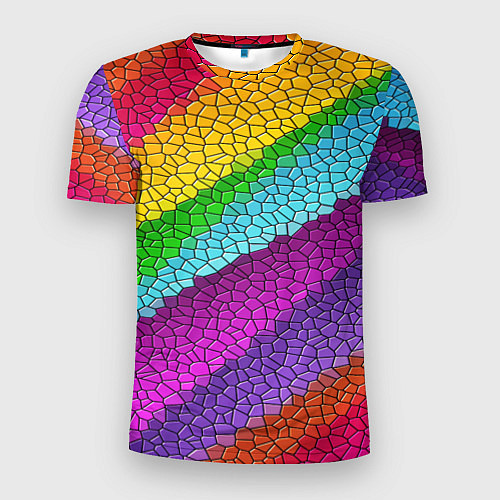 Мужская спорт-футболка Яркая мозаика радуга диагональ / 3D-принт – фото 1