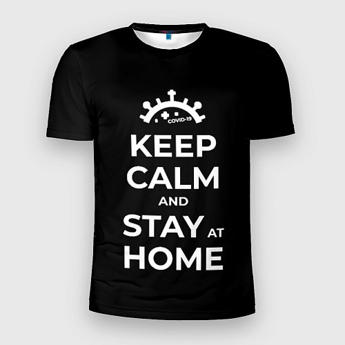 Мужская спорт-футболка Keep calm and stay at home / 3D-принт – фото 1