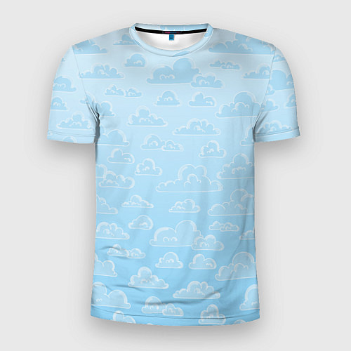 Мужская спорт-футболка Очень светлые голубые облака / 3D-принт – фото 1