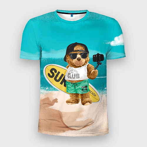 Мужская спорт-футболка Медвежонок серфер / 3D-принт – фото 1
