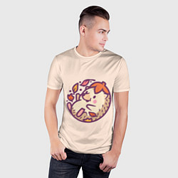 Футболка спортивная мужская Ёжик листья милый рисунок, цвет: 3D-принт — фото 2