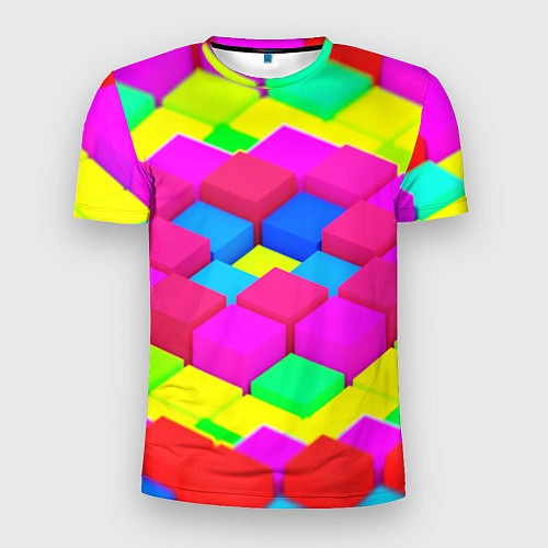 Мужская спорт-футболка ЦВЕТНЫЕ КУБИКИ / 3D-принт – фото 1