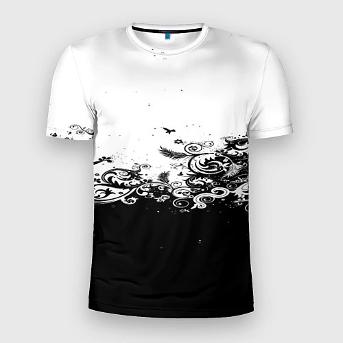 Мужская спорт-футболка Узоры линии черный белый чб / 3D-принт – фото 1