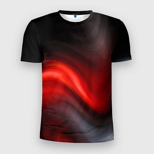 Мужская спорт-футболка BLACK RED WAVES АБСТРАКЦИЯ / 3D-принт – фото 1