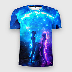 Мужская спорт-футболка Внеземная пара луна ночь