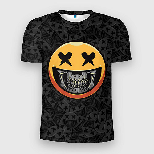 Мужская спорт-футболка Смайлик на черепе Emoji / 3D-принт – фото 1