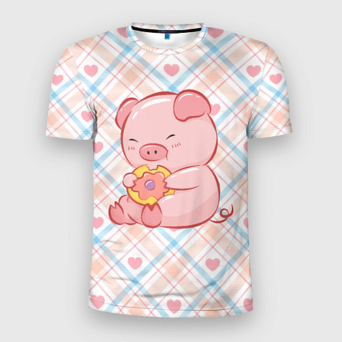 Мужская спорт-футболка Свинка ест пончик / 3D-принт – фото 1