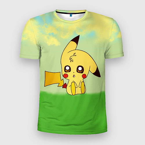 Мужская спорт-футболка Пикачу на травке / 3D-принт – фото 1
